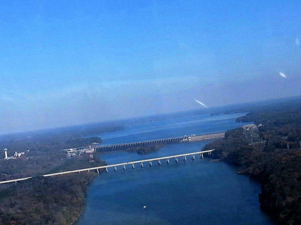 A view of the bridges from the helicopter.